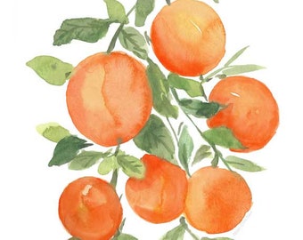 Watercolor orange botanical/ oranges wall art/ watercolor botanical/ kitchen wall art/ vintage botanical decor/ vintage oranges decor