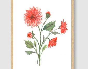 Dahlia Wall Art, Dahlia Wall Decor, Botanical Wall Art, Botanical Wall decor, Floral  Wall Art, Flower Decor
