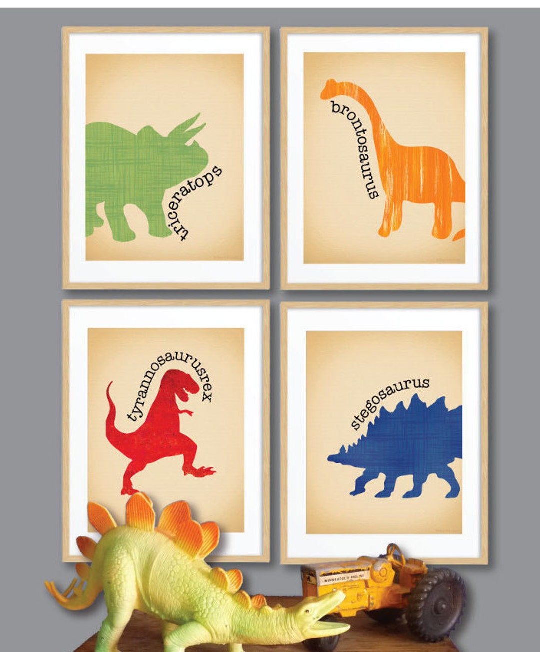 Boys Wall Art/dinosaur Wall Art/ Boys Nursery Decor/ Dinosaur Print Set ...