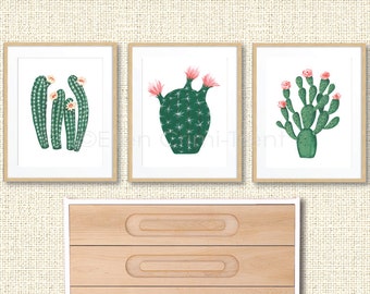 Succulent wall art, cactus wall art, home decor, watercolor wall art, watercolor cactus, painted cactus, gifts for her