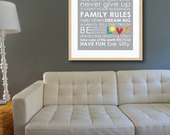 Wall art- Family Rules/life rules print