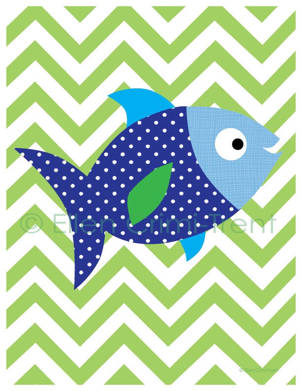 Kids Wall Art Chevron Fish Print Nursery Decor - Chevron Wall Art For Nursery Kids Wall Art Chevron Fish Print Nursery Decor - Chevron Wall Art For Nursery