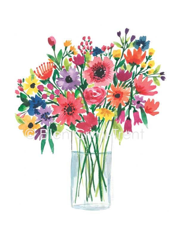 Watercolor Bouquet/ Watercolor wall art/ Watercolor ...