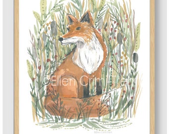 Watercolor Fox Print/ Watercolor Forest Animals/ Watercolor nursery print/ Fox print/ Watercolor animal print