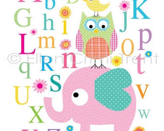 Girls Alphabet print- kids wall art