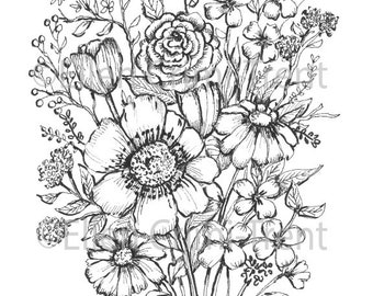 Botanical Bouquet PDF Print Download/ Botanical Wall decor/ Vintage Botanical Decor/ Botanical Wall Art