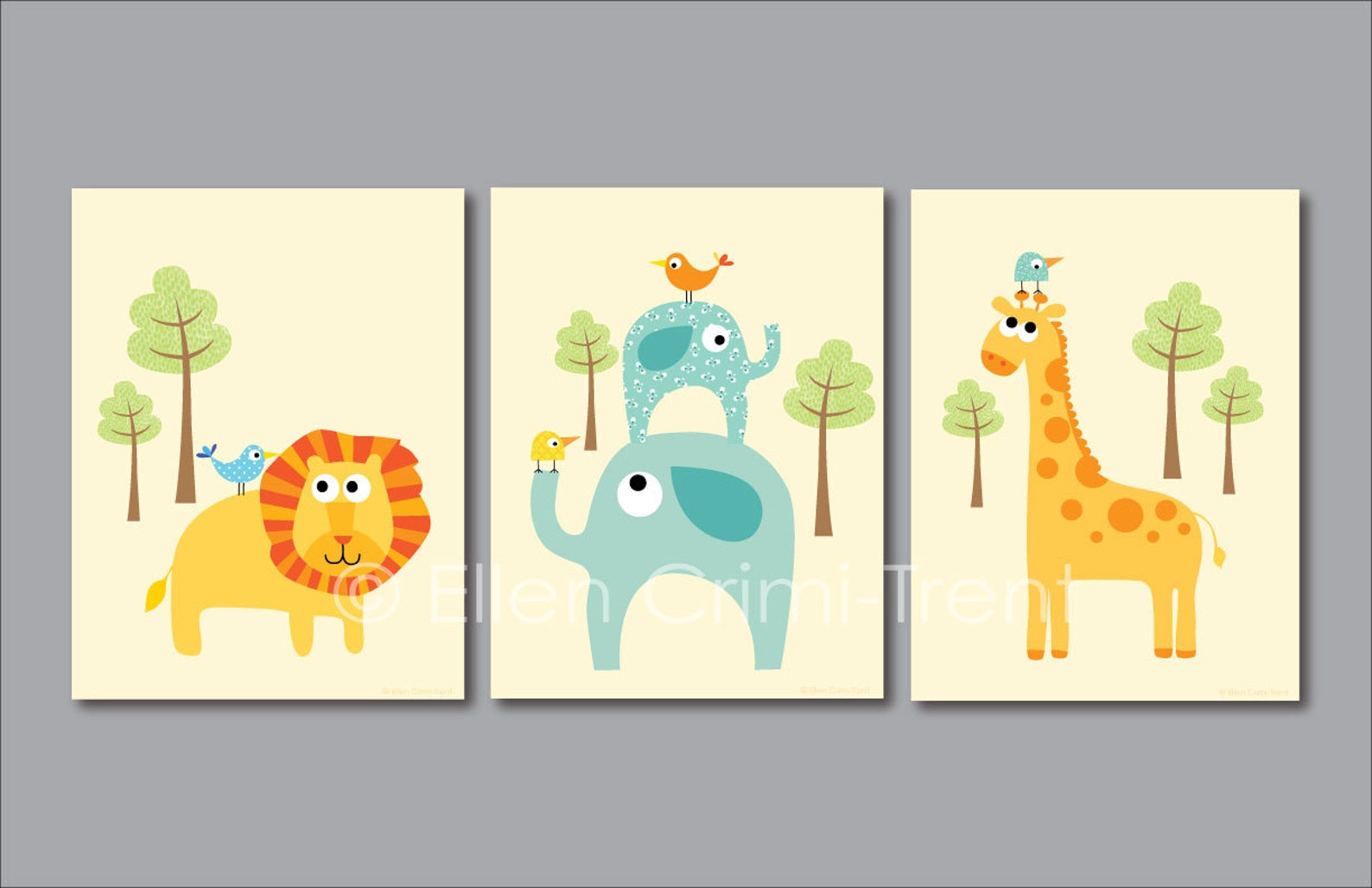 Kids Wall Artzoo Animal Print Setnursery Decor Etsy