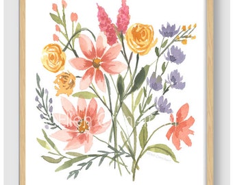 Watercolor Floral Print, Botanical Wall art, Botanical Watercolor Print, Wildflower botanical print, Floral wall art, girls Wall art