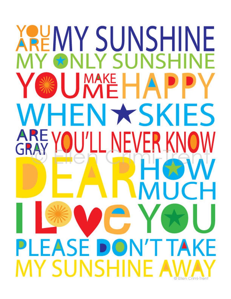 Kids Wall Art You Are My Sunshine Print/ Kids Wall Decor/ Etsy Sweden