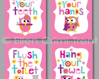 Kids Bathroom Decor- Girls Bathroom prints- 11x 14- Kids wall art