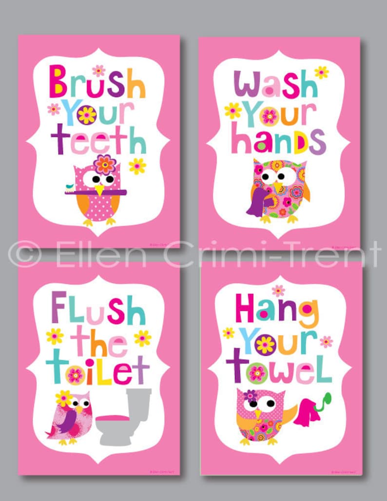 Kids Bathroom Decor Girls Bathroom Prints 11x 14 Kids Wall Etsy