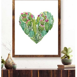 Cactus wall art/ succulent wall art/ cactus heart/ botanical wall art/ botanical decor/ cactus decor/ valentines day decor/ heart decor