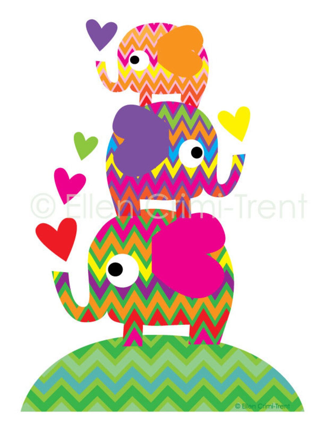 Kids Wall Art Chevron Elephants Nursery Decor Etsy