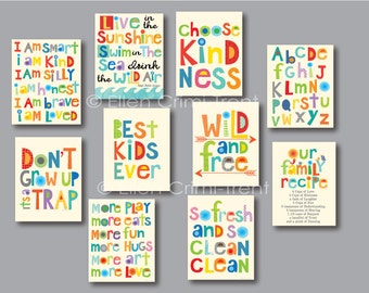 Kids Wall Art-  inspirational typography mini print set