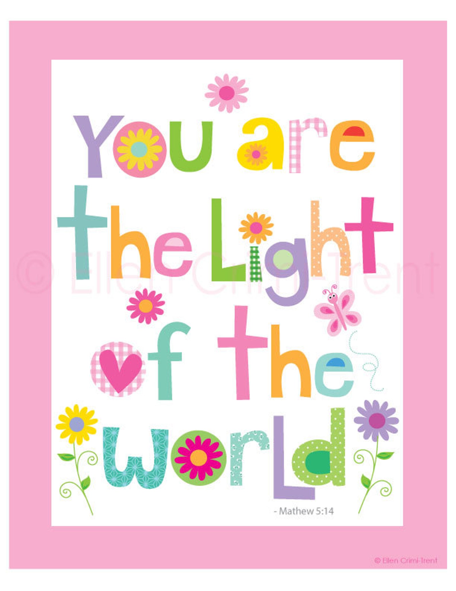 Kids Wall Art-girls Wall Art- You Are the Light of the World - Etsy