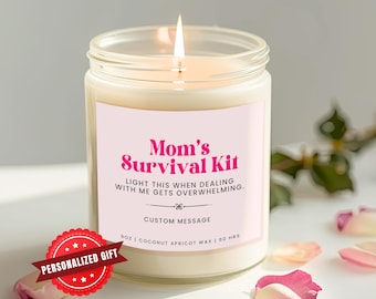 Personalized Candle for Mom: Gift from Daughter to Mom, Mom's Survival Kit, Custom Scented Candle Mother's Day Gift