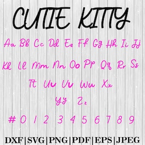 Fuente Kitty linda SVG, fuente Kitty letras SVG, fuente Cat SVG, fuente Kitty TTF, fuente Kittie SVG, fuentes infantiles SVG, fuente bebé SVG, fuente Cat Kitty