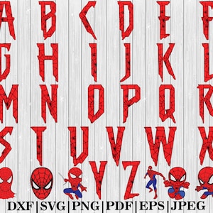 Fuente de araña SVG, Alfabeto de araña SVG, Fuente de telaraña, Letras de araña, Silueta de araña, Alfabeto de araña SVG, Fuente de superhéroe SVG