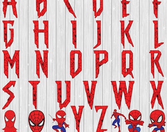Spider Font Svg, Spider Alphabet Svg, Spider Web Font, Spider Letters,  Spider Silhouette, Spider Alphabet Doodle Svg, Superhero Font Svg