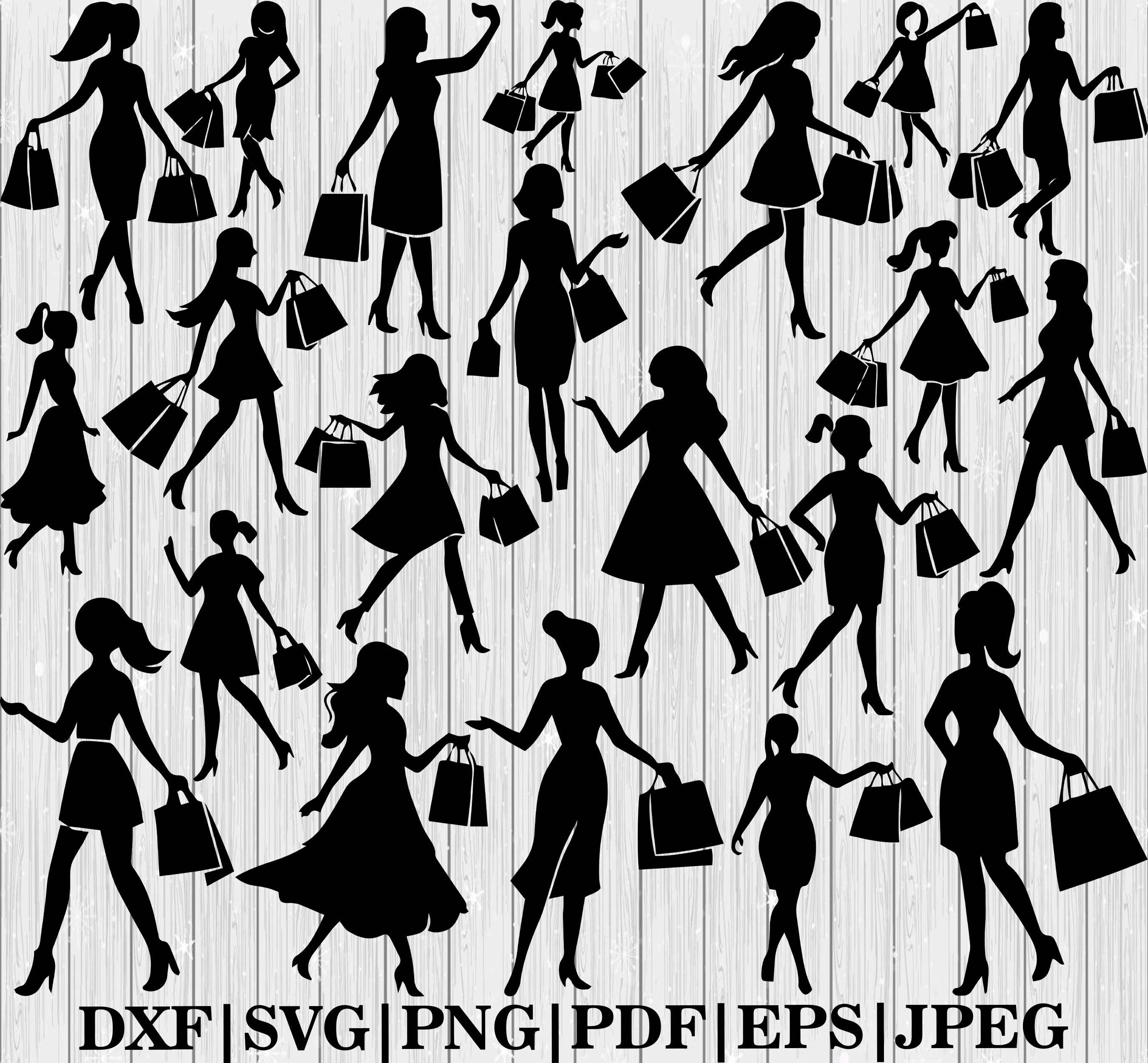 Girl shop silhouette - Etsy Österreich, image size:2700x2500