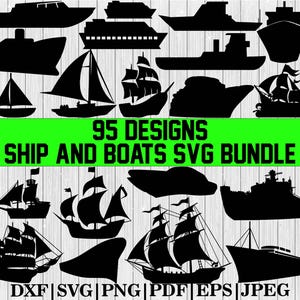 Boat SVG Bundle,  Sail boat Svg, Ship Svg, Boat Clipart, Boat Cut Files For Cricut, Bass Boat Svg, Fishing Boat Svg, Cruise Ship Svg,Png,Dxf
