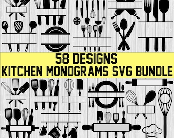 Kitchen Monogram Svg Bundle, Baking Monogram Svg, Cooking Monogram Svg, Kitchen Monogram Clipart, , Bake Monogram Svg, Monogram Svg,Png,Dxf