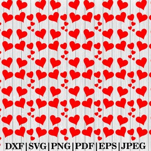 Seamless Red Heart Pattern Svg, Valentine&#39;s Day Pattern Svg, Red Hearts Seamless Pattern Cut File, Love Pattern Svg, Heart Svg, Love Svg,Png
