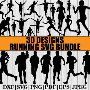 Running Svg Bundle, Running Clipart, Runner Svg, Athletic Silhouettes, Running People Svg, Running Woman Svg, Running Man Svg, Exercise Svg