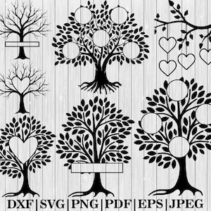 Paquete SVG del Árbol de la Vida, archivos de corte con monograma de corazón