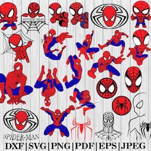 Spiderman Svg-bundel, Spiderman Svg, Spiderman Clipart, Spiderman silhouet, superheld Svg, Spiderman gesneden bestanden voor circuit voor Silhouette