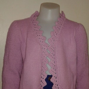 Hand knit Toddler Lavendar Ruffled Bolero, fits ages 4-5 image 1