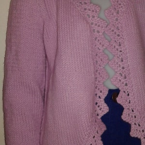 Hand knit Toddler Lavendar Ruffled Bolero, fits ages 4-5 image 2