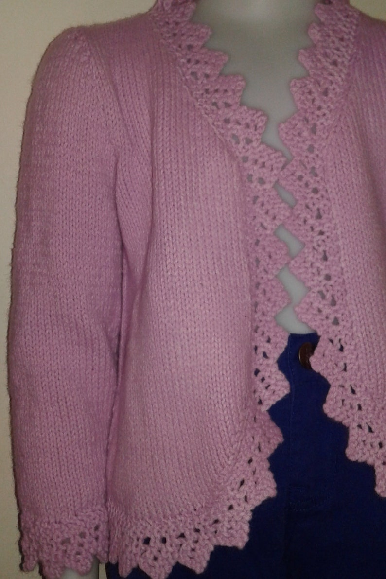 Hand knit Toddler Lavendar Ruffled Bolero, fits ages 4-5 image 2