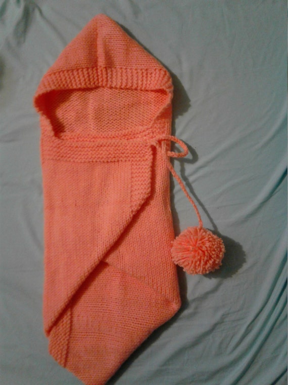 Infant Newborn Swaddle Wrap With Hood Hooded Blanket Peach Etsy