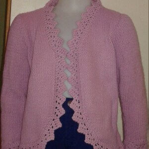 Hand knit Toddler Lavendar Ruffled Bolero, fits ages 4-5 image 4