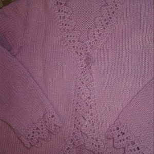 Hand knit Toddler Lavendar Ruffled Bolero, fits ages 4-5 image 3