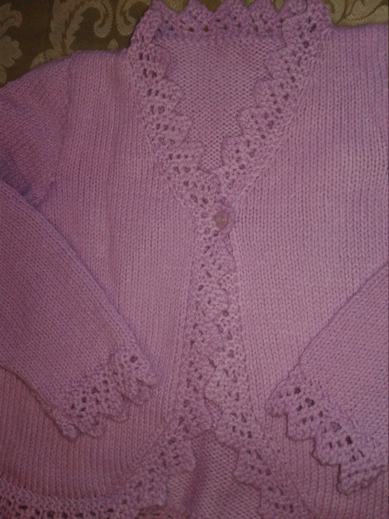 Hand knit Toddler Lavendar Ruffled Bolero, fits ages 4-5 image 3