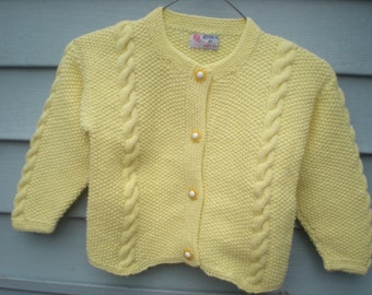 Handknit Cable Sun Flower Cardigan, Size 4