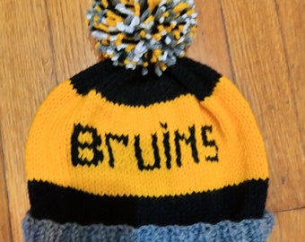 Hand Knitted Boston Bruins hat