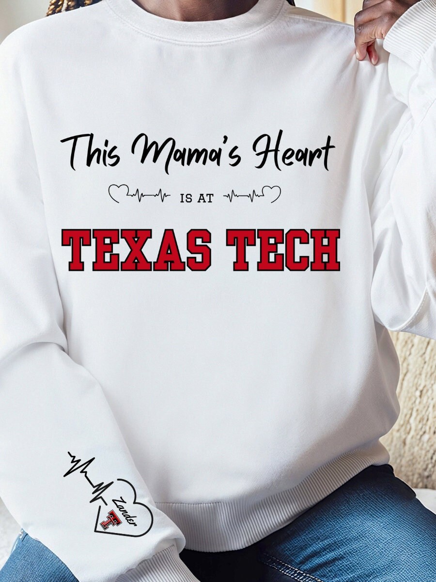 Womens Texas Tech Red Raiders Mom Heartbeat T-Shirt - Apparel Womens Texas Tech Red Raiders Mom Heartbeat T-Shirt - Apparel
