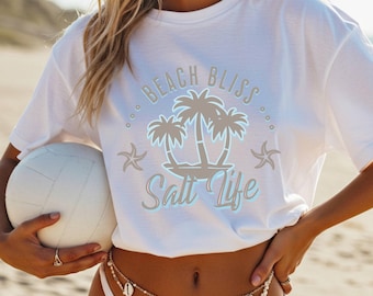 Beach Bliss Salt Life Comfort Colors T-Shirt | Tropical Palm Tree Tee