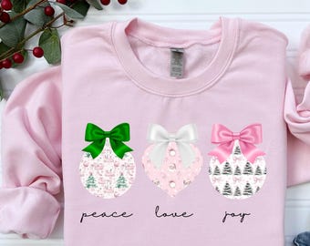 Peace, Love, Joy Ornaments with Bows - 3 PNG Images for the price of 1