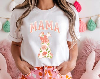 Camisas florales de conejito de Pascua para mamá y mini / Colores cómodos
