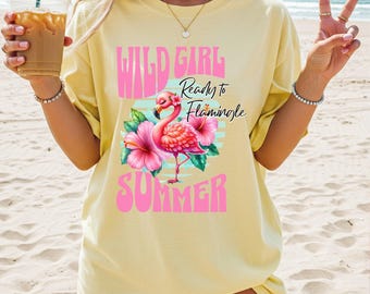 Flamingo Summer T-shirt | Wild Girl Tropical Top, Comfort Colors