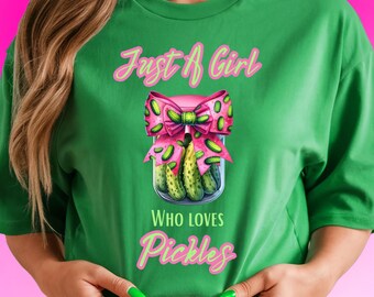 Pickle Lover PNG – Girl with Bow, Trendy Design (Digital Download)