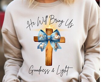 Archivo PNG de Bondad y Luz con Arco y Cruz Azul