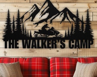 The Mountain Sled Cabin Metal Sign | Mountain Sign | Gift for Snowmobilers | Snowmobile Gift | Custom Metal Sign