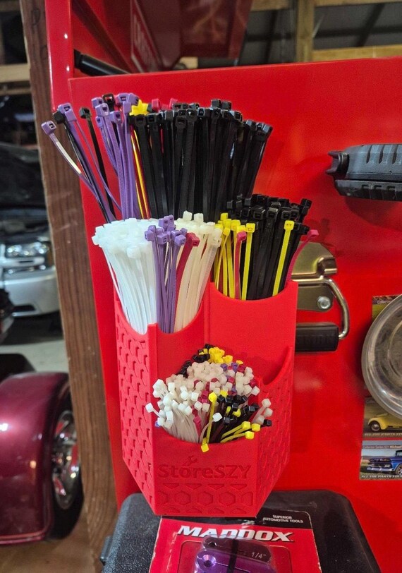 Magnetic Zip Tie Holder: 3D Printed Tool Organizer, Rubberized