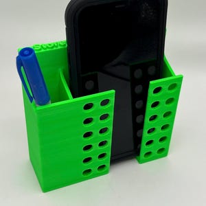Magnetic Phone Holder with Pen Slot | For Toolboxes, Workbenches, and Metal Surfaces