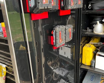 Save Toolbox Drawer Space - Hanging Milwaukee M18 Battery Holders for ICON & Snapon Lockers/Hutches